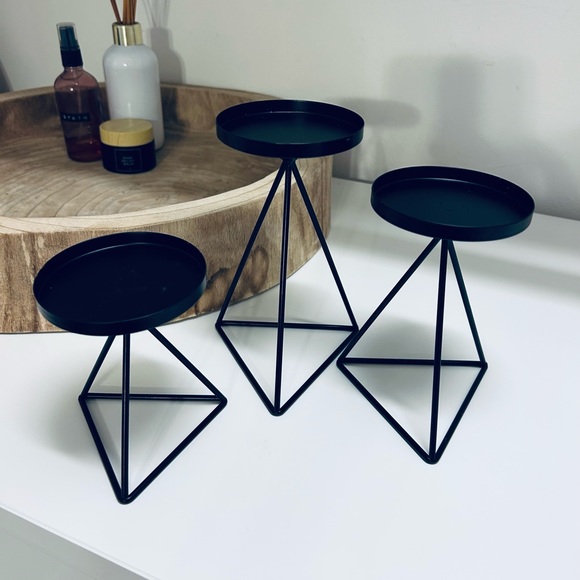 Anthropologie Other - •(3) Beautiful Black Candle Holders•